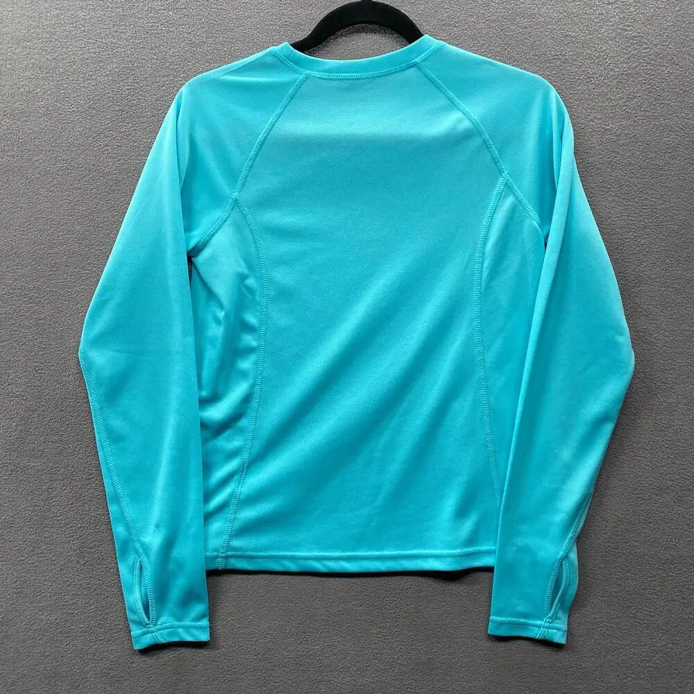Lands End Swim Rash‎ Guard Kids XL Blue Thumb Holes Long Sleeve Pool Beach